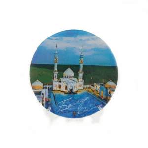 Магнит УФ тарелка 75 мм Болгар Белая мечеть картина 75_02  