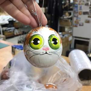 Шар дерево кот 7см   