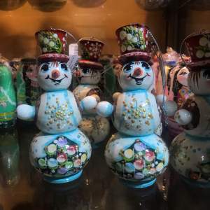 Игрушка дерево снеговик на ёлку 13 см  