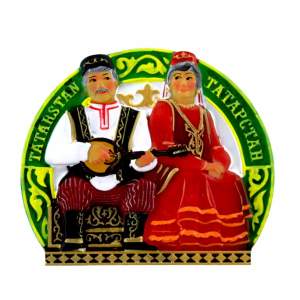 Магнит барельеф Бабай и бабушка РТ в красном_03  