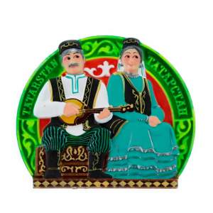 Магнит барельеф Бабай и бабушка РТ в зелёном_06  