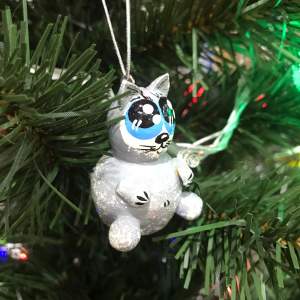 Игрушка дерево на подвеске кот 5 см  