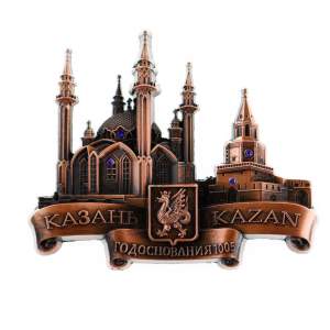 Магнит металл стразы медь 6х8 см Казань   