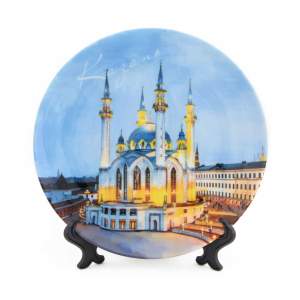 Тарелка керамика 20 см Казань Кул Шариф Декоративная тарелка из керамики, диаметром 20 см.
На тарелке изображена главная мечеть Казани - мечеть Кул-Шариф. Это будет отличный сувенир из Казани. 